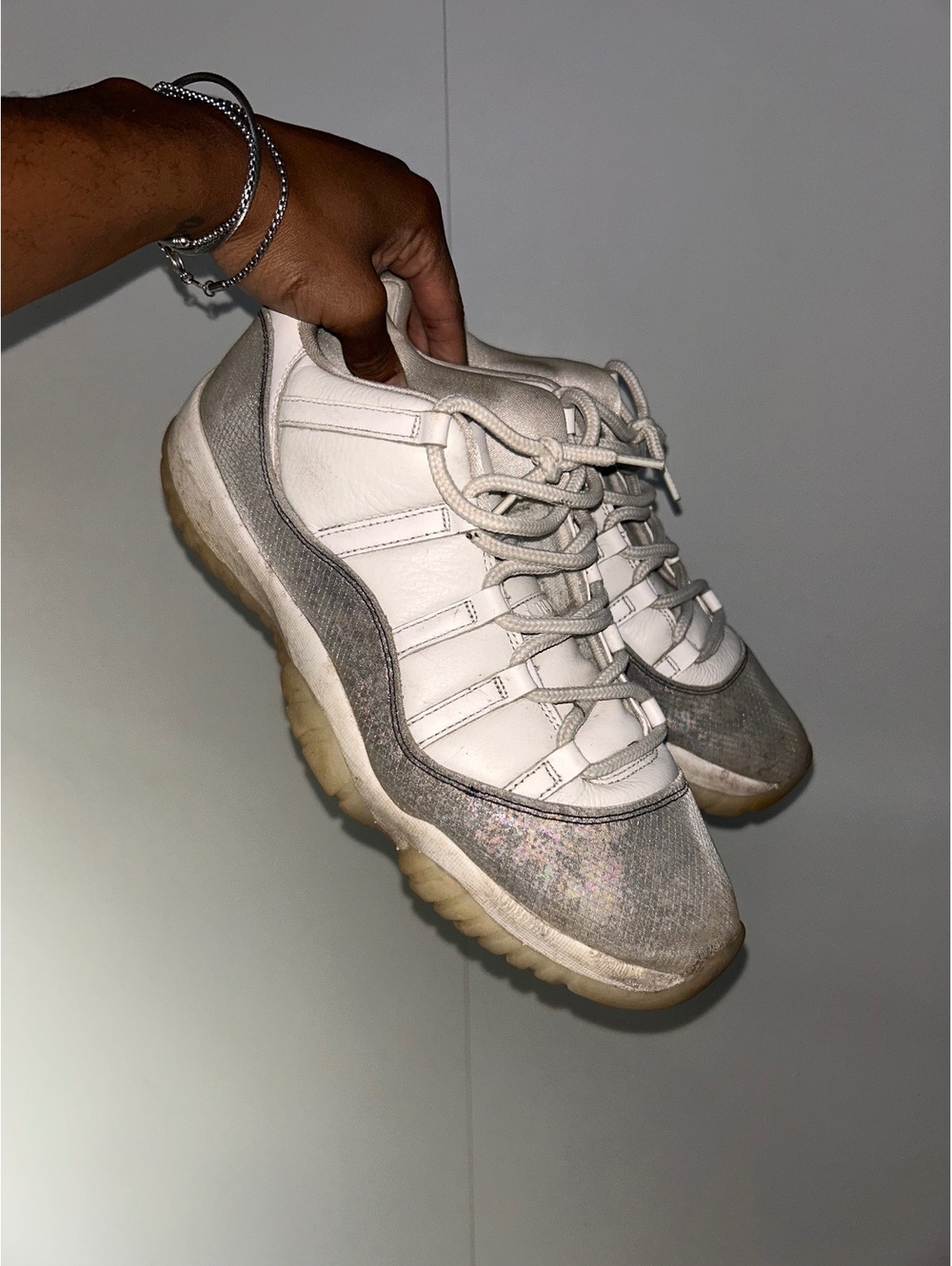 Men's Jordans White and Gray Shoes